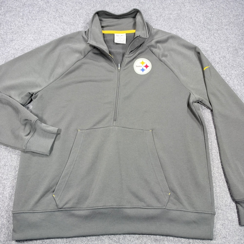 Nike NFL Pittsburgh Steelers Mens XL Gray Dri-FIT Quarter Zip Pullover NKME-514M